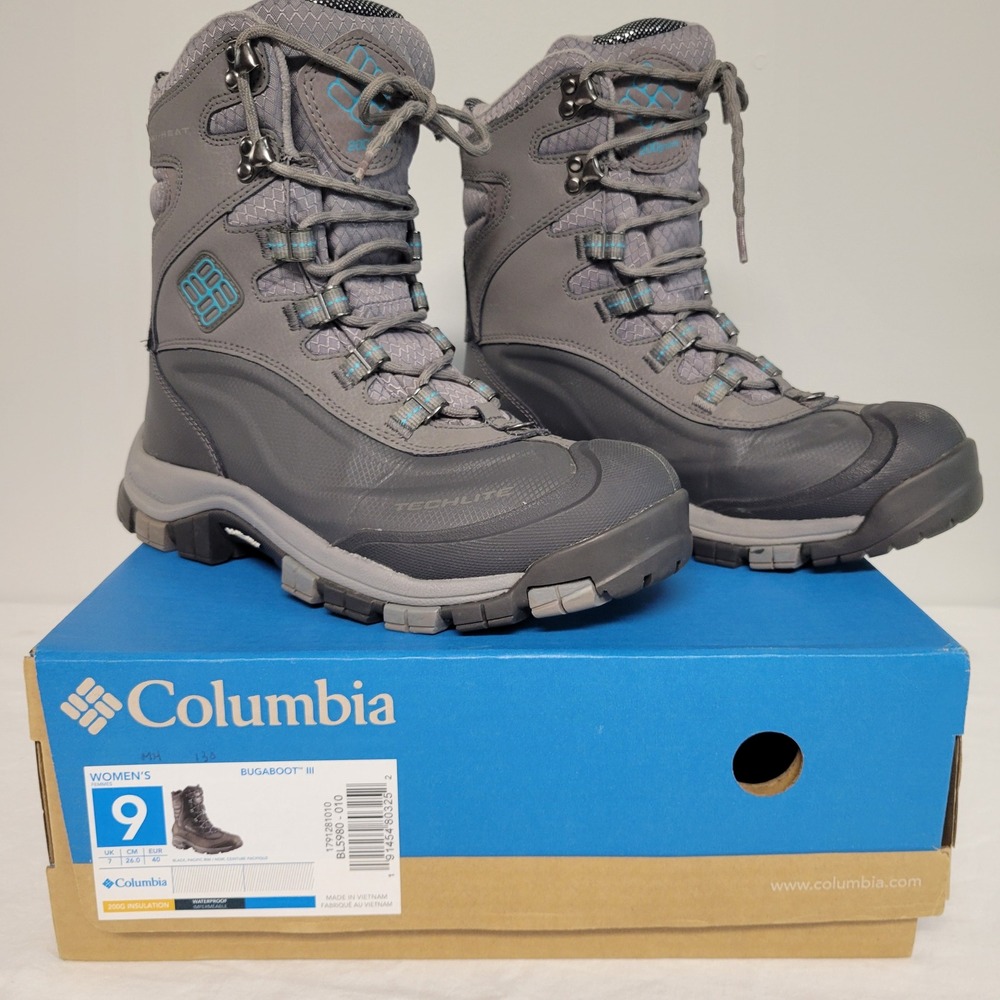 Columbia Bugaboot III Women 8.5 Black Pacific Rim Waterproof Winter Boots BL5980